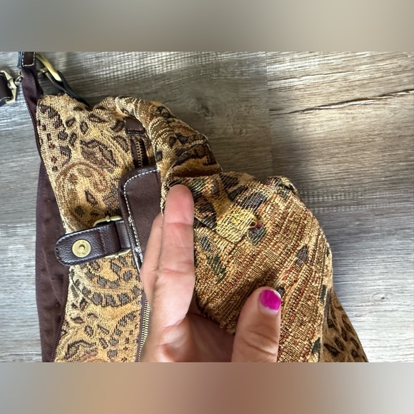 VTG Rossetti Boho Crossbody Satchel Bag Suede Medium Matching Coin Purse Brown L - Picture 4 of 14